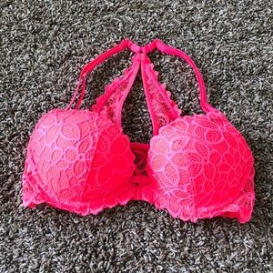 Pink lace bra